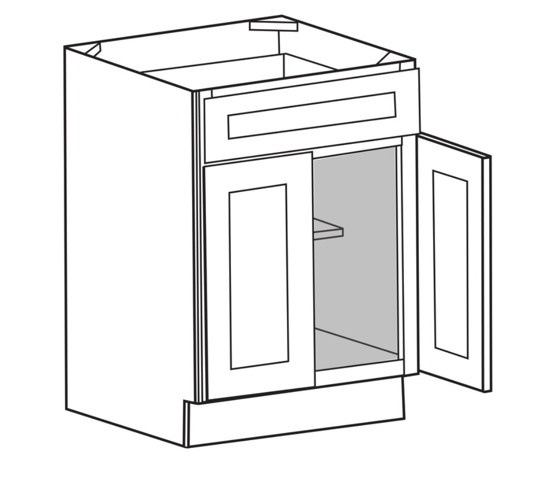 Brazos White Double Door Standard Base Cabinet - 27″W x 34-1/2″H