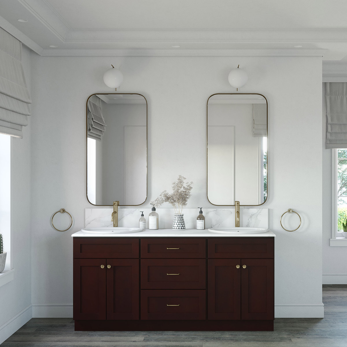 72 Double Bathroom Vanity Base Only RTA Cabinet Store Base Finish: Weston Espresso - Configuration #3